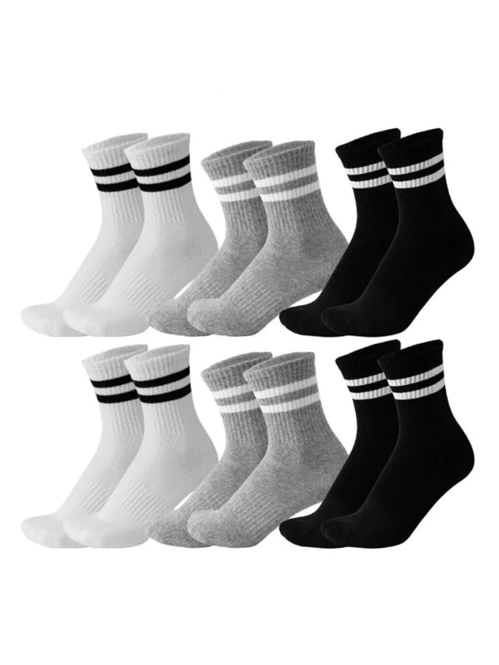 6 Pairs Crew Socks for Women, Wome's Crew Socks, Cotton Socks, Striped Socks,